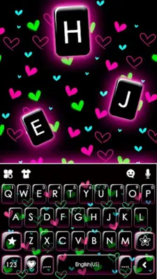 Shiny Neon Hearts Theme android App screenshot 0