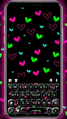 Shiny Neon Hearts Theme android App screenshot 4